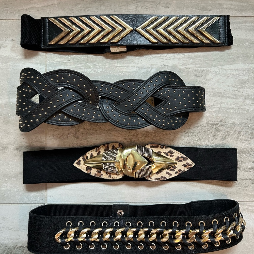 bebe Black and Gold Women's Belt Collection